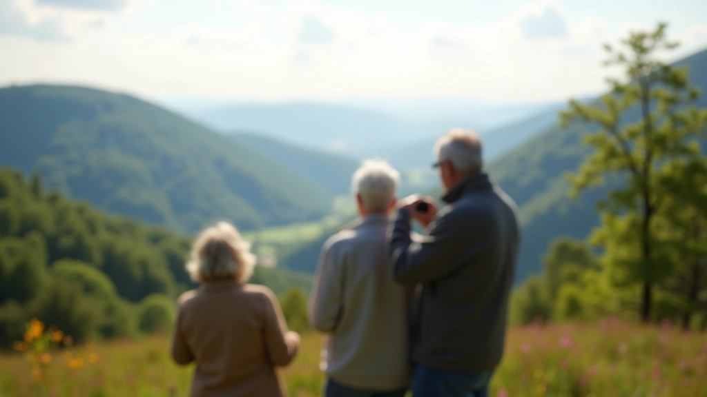Divi seniori stāv pie Braslas ielejas skatiena punkta